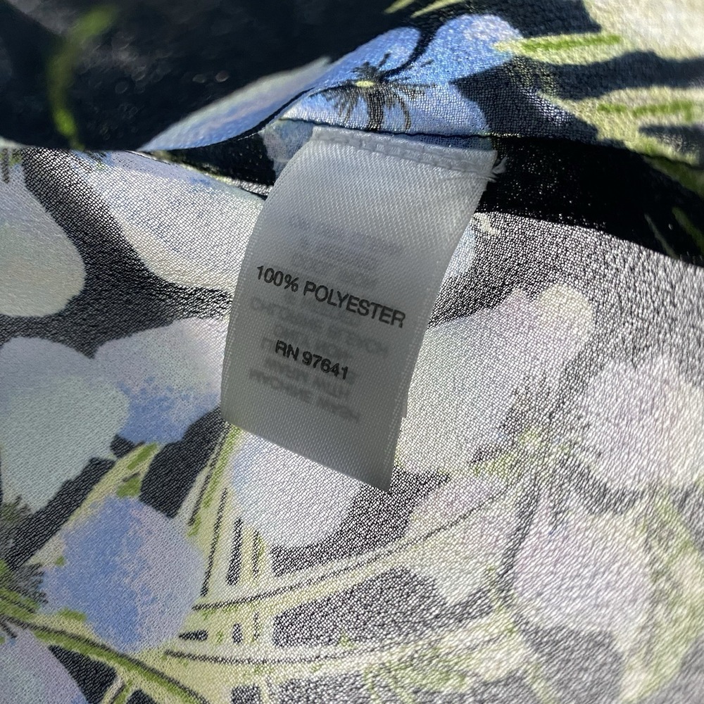 J.JILL floral Blouse MEDIUM Sheer navy blue - Picture 4 of 8